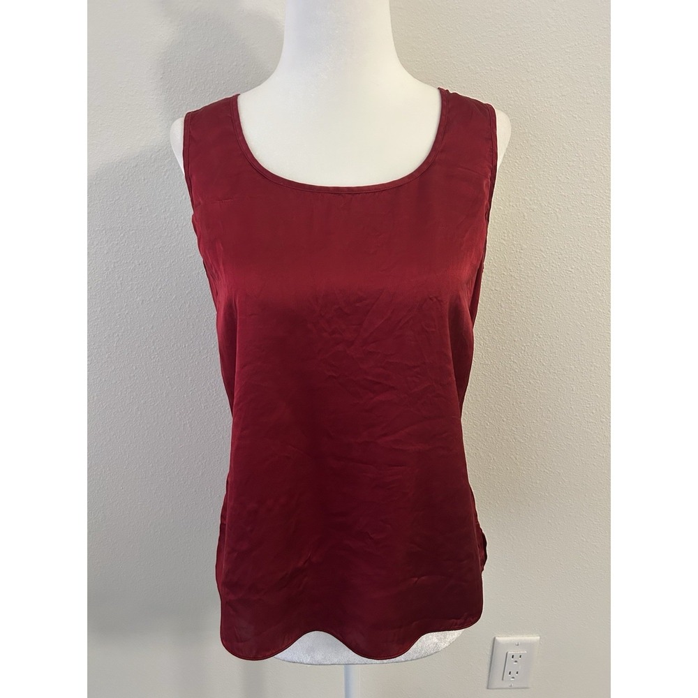 Talbots 100% Silk Red Tank Top 90s Minimalist Quiet Luxury Parisian